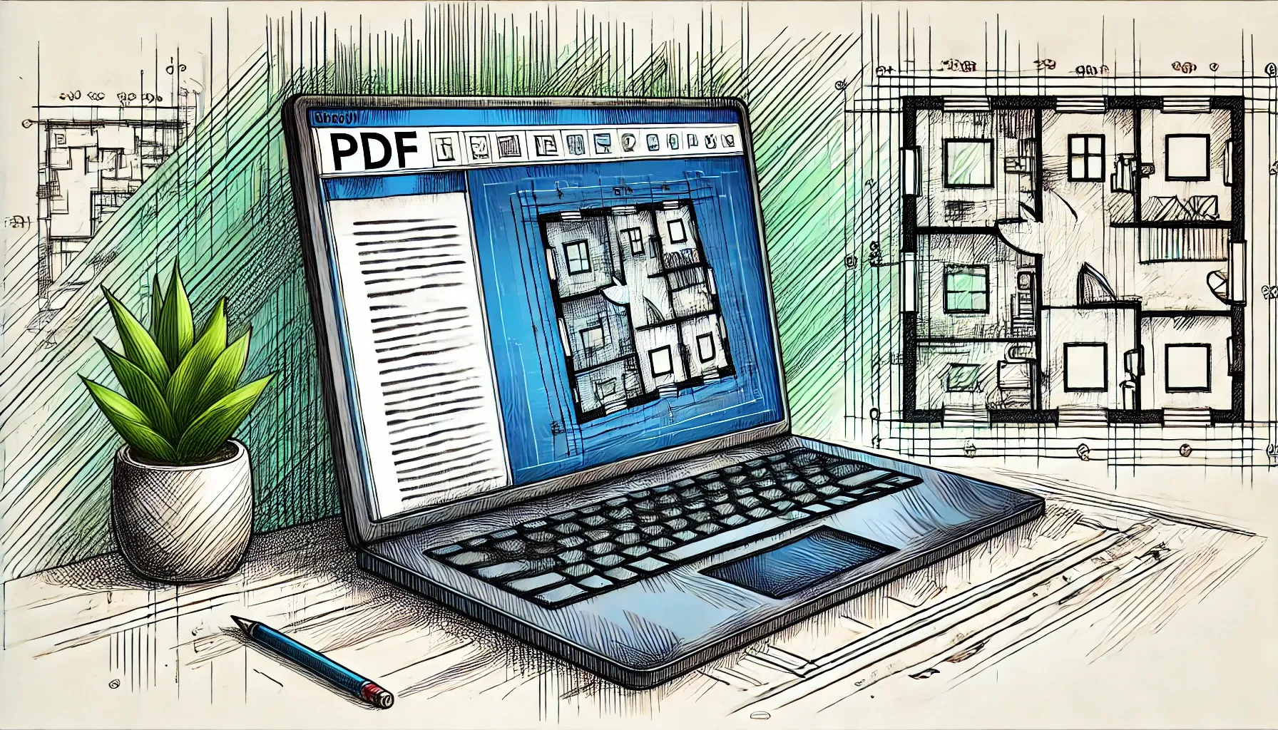 A laptop showing a design which has been converted to PDF